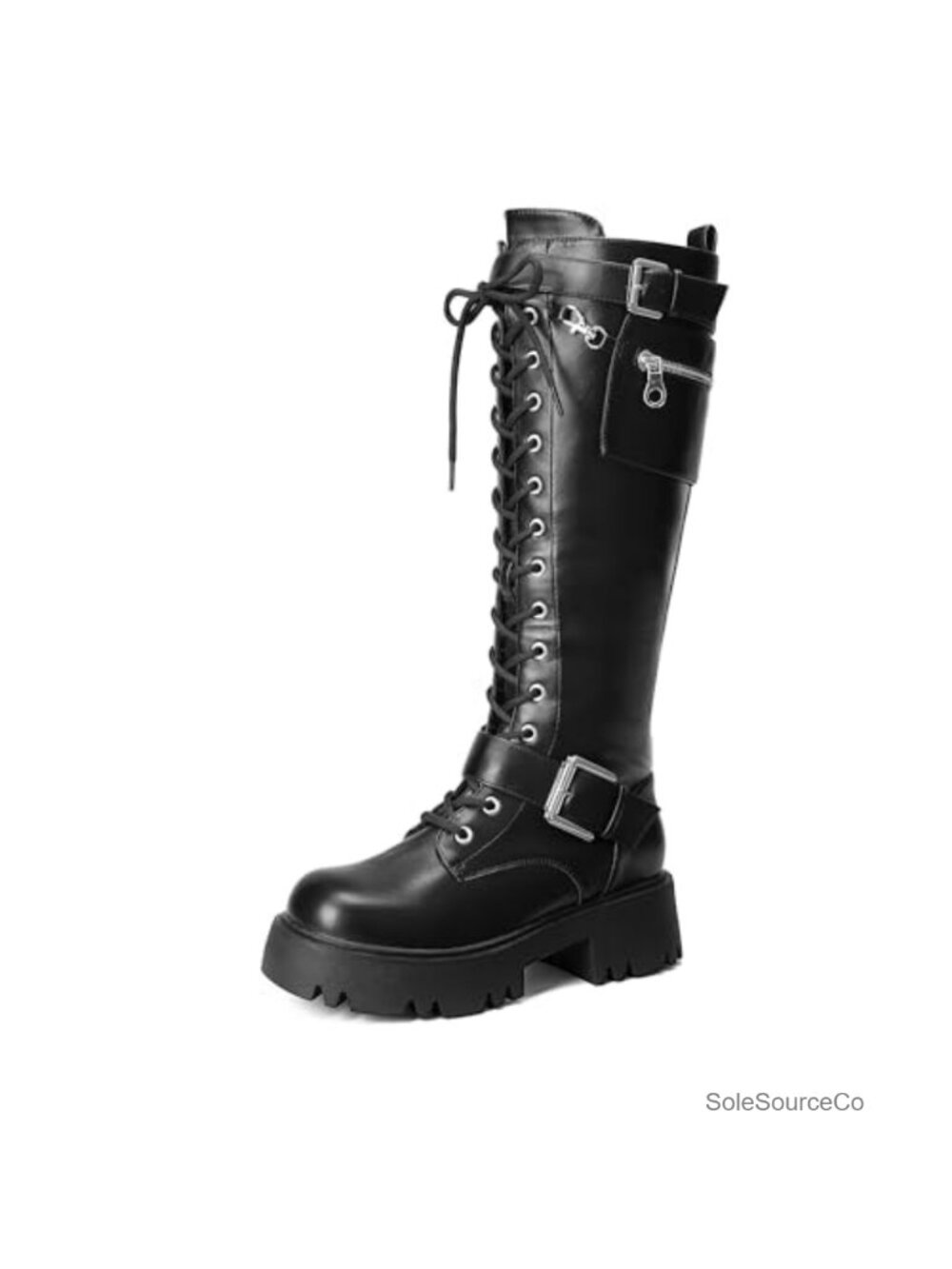 Dream Pairs Womens Knee High Combat Boots Platform Heels Faux Leather